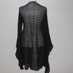 Nordstrom Black Mesh Cardigan Shawl with Flare Sleeves – Size Small